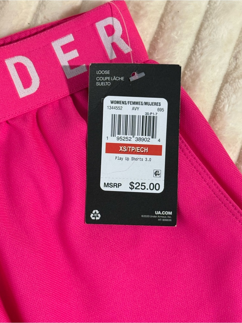 Under Armour Hot Pink Running Shorts with White Trim - NWT Size XS - Picture 3 of 6